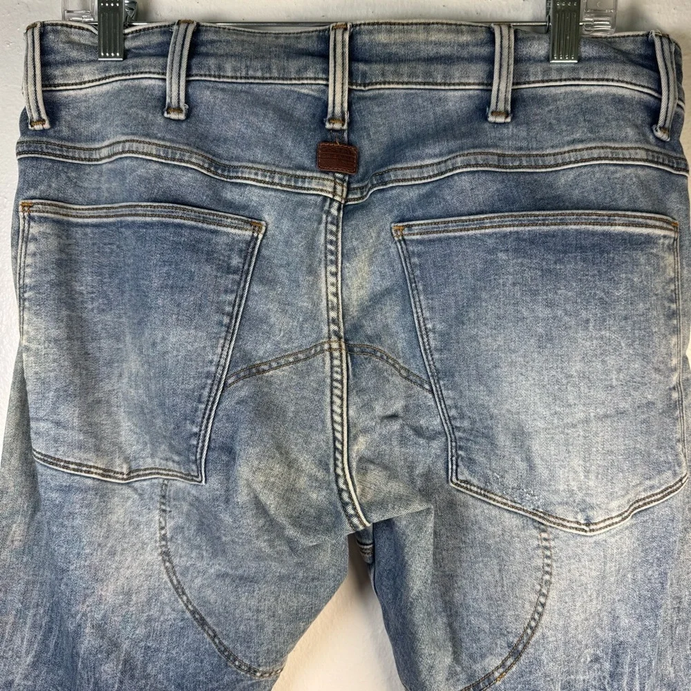 G Star Raw 5620 3D Super Slim Zip Knee Light Wash Faded Blue Jeans W33 L30